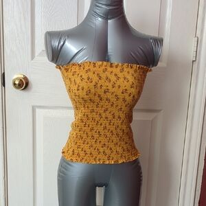 Crave Frame Womens Floral Orange Smocked Tube Top Size L Juniors